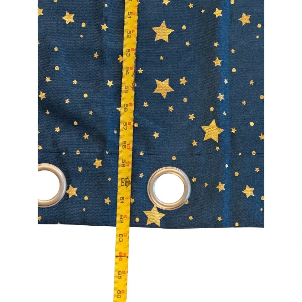 Navy Blue Gold Star Grommet‎ Curtain Panel 52x63 Celestial Kids Room Nursery